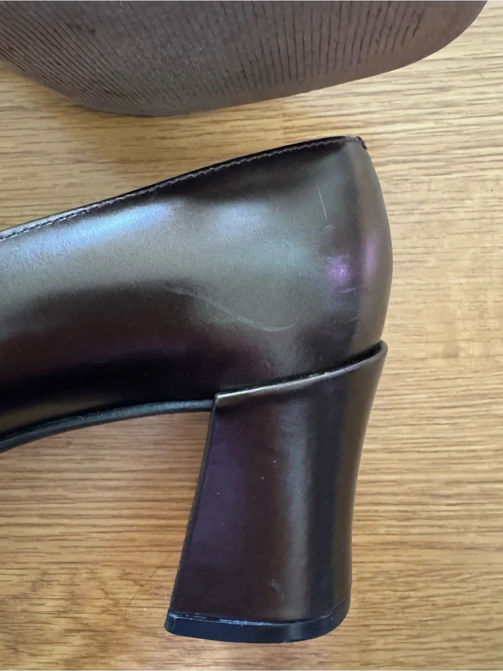 Vintage 90’s Bronze Franco Sarto leather block heel pumps size 8.5